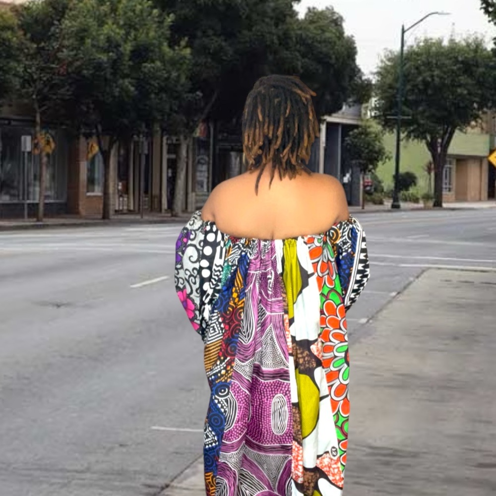 Multicolor Off-Shoulder Dress - Picture 3 of 10